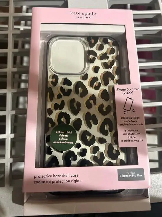 Kate Spade Protective Hardshell Case iPhone 14 Pro Max Clear/Leopard Printed