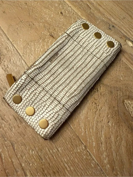 Hammitt Textured White Leather Snap Wallet with Gold Hardware EUC