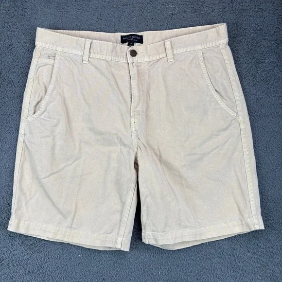 Banana Republic Surplus Twill Shorts Mens 36 Tan Beige Cotton Chino Casual