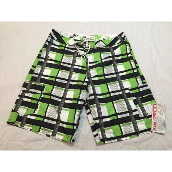 NWT LEVEL SIX MENS CARGO SWIM BOARD SHORTS SHORTS SIZE 34