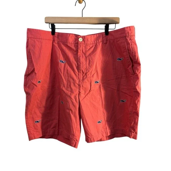 Vineyard Vines Classic Chino Shorts Men’s Size 42  9” Coral Salmon Whale Preppy