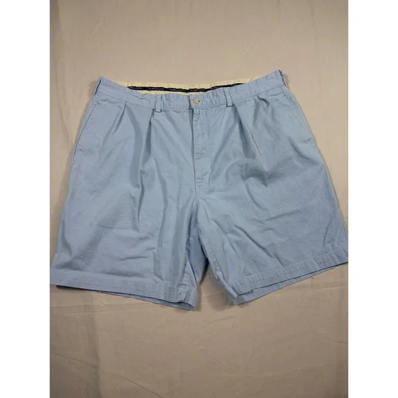 Polo Ralph Lauren Mens Light Blue Pleated Cotton Chino Shorts Size 40 Classic