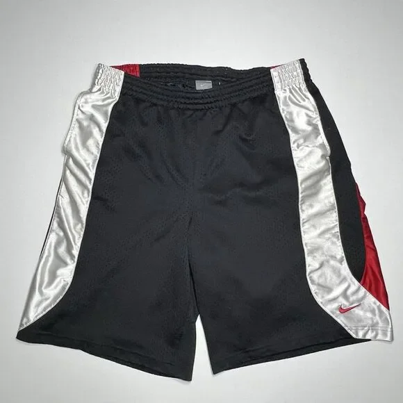 Nike Basketball Shorts 2XL Red Black Lined  Dazzle Swoosh Vintage  Men’s Xxl