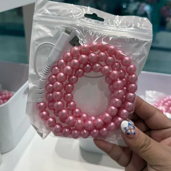 New 3ft charger pink beads‎