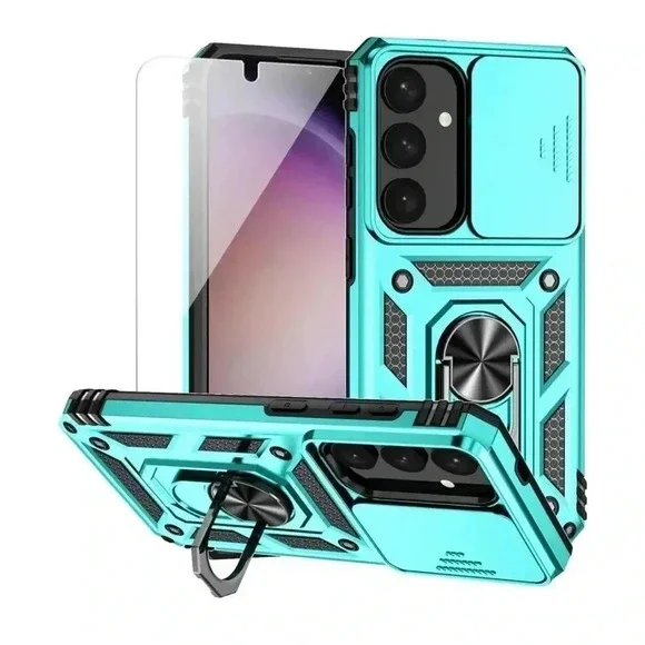 M MAIKEZI Ring Stand‎ Case For Samsung Galaxy S24 Screen Protector Camera Cover