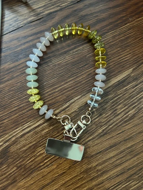 Gold and Pastel Beaded phone chain