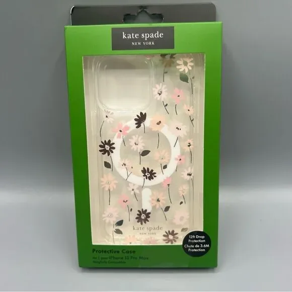 Kate Spade NY iPhone 15 PRO MAX Daisy Print MagSafe Cell Phone Case New