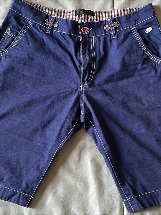 Stone Island Navy Blue Men’s Flat Front Shorts - Size 30