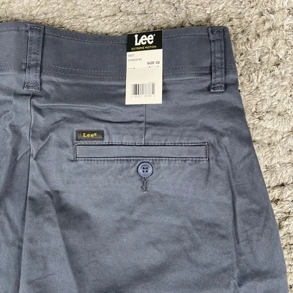 Lee Extreme Motion Shorts Mens 32 Navy Straight Fit Performance Stretch Work 10
