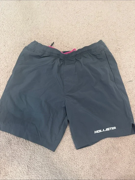 Hollister Charcoal Sport Shorts with White Logo