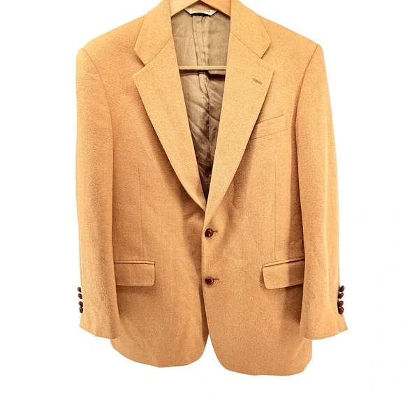 Evan-Picone Mens Camel‎ Tan Wool Blend Blazer Sport Coat Hecht's Made in USA 44R