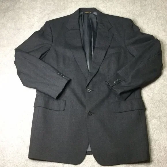 Vintage Brooks Brothers Makers Coat Blazer 40 Wool‎ Charcoal Gray USA Union Made