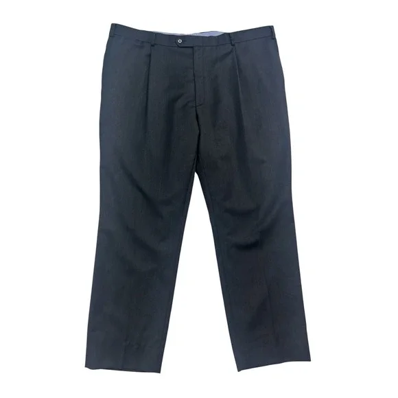 Hart‎ Schaffner Marx 44x30 Charcoal Stripe Dress Suit Pants Wool Pleated Stretch
