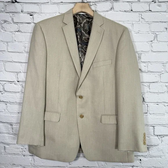 Lauren Ralph Lauren Men 46R Blazer Sport Coat Paisley 2 Button Poly Blend Jacket
