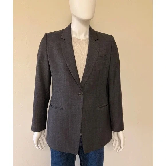 Armani Collezioni Mens‎ Gray 100% Virgin Wool Single Button Blazer Jacket  IT 52