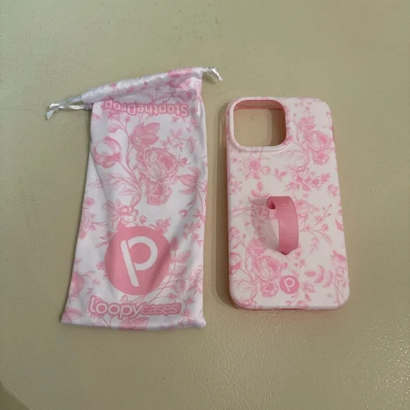 Loopy Case Pink Floral Phone Case with Loopy Strap