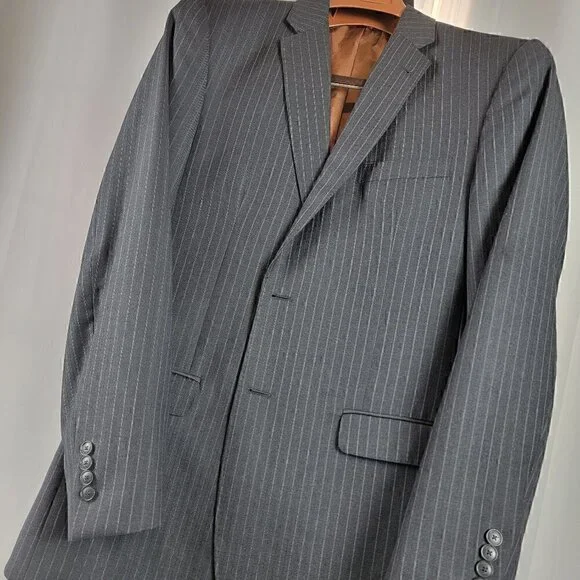 Jos A Bank Gray Pinstripe Suit Jacket Size 42L