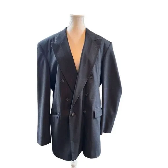 Men's Executive Collection Blue‎ Pinstripe Double-Breasted Lined Blazer Size 42L