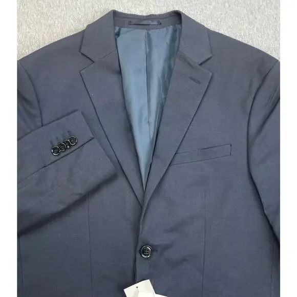 H&M Blazer Mens 38R Blue Stretch Classic Regular Fit Notch Lapel 2-Button Jacket