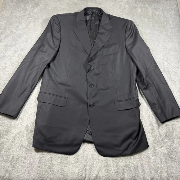 Ermenegildo Zegna Blazer Mens 58L Black 100% Wool 3-Button Suit Jacket