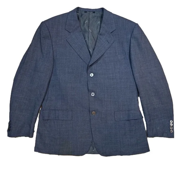 YSL Yves Saint Laurent Men’s Navy Wool Blazer Sport Coat Suit Jacket Size 42