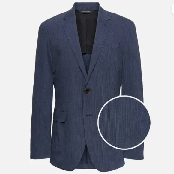 Banana Republic Men's Slim Fit Navy Blue Stripe Blazer Lined Size 38S NEW RT$200