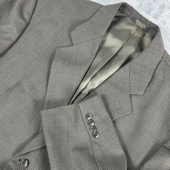 Gianfranco Ruffini Mens 46R Brown Black Houndstooth Sport Coat Blazer Wool Italy