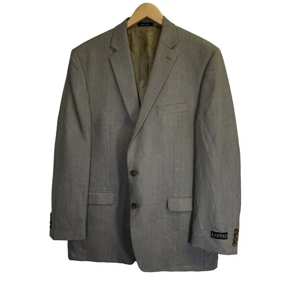 Ralph Lauren Mens 46L‎ Beige Check Soft Blazer Sport Coat Suit Jacket Lined