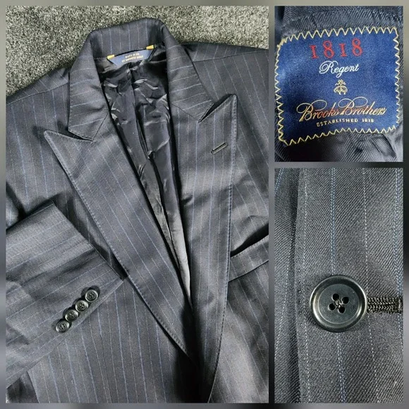 BROOKS BROTHERS 1818 Regent Sport Coat Blazer 40R Saxxon Wool Blue Pin‎ Stripe