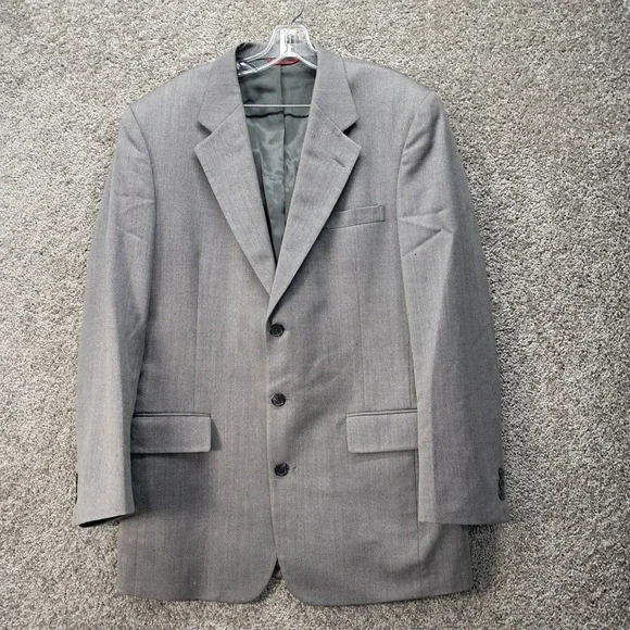 Jos.‎ A. Bank Mens Grey 100% Pure Wool 3-Button Blazer Sport Coat Jacket 42R