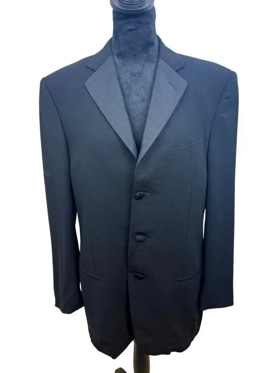 Vtg Giorgio Armani Size 38R (IT 48 / EU 48) Black Wool Blazer Sports Coat
