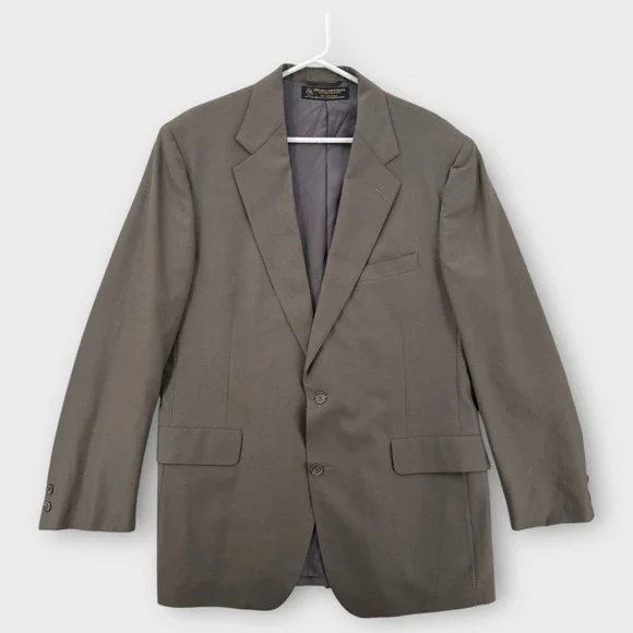Vintage Brooks Brothers Blazer Mens‎ 43 Long Two Button Wool Brown Jacket USA