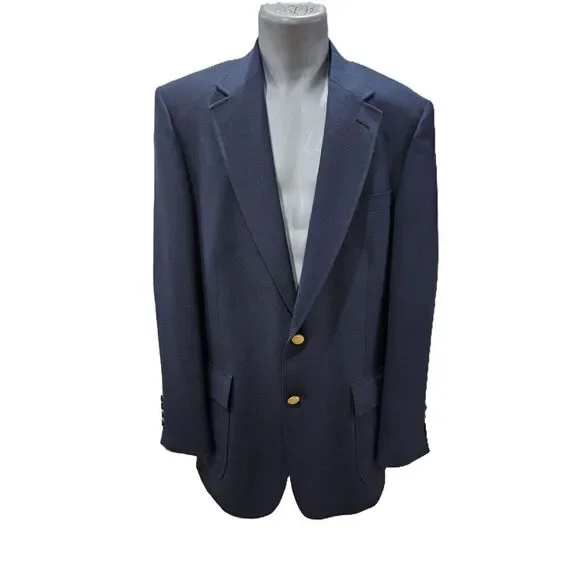Andhurst Custom Suit Jacket/Sport Coat/Blazer Navy Blue Gold Buttons Made In USA
