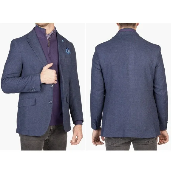 Tailorbyrd Stretch Fabric Sport Coat Blazer in Denim‎ Blue Men 40R 2-Button NWT