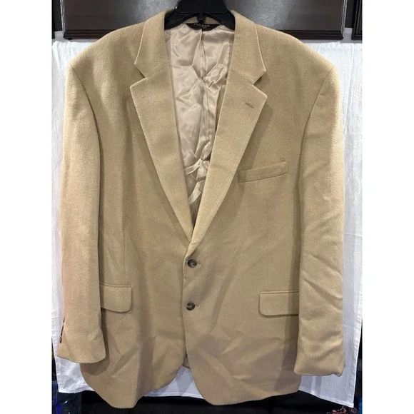 Jos.  a Bank 100% Camel Hair Sport Coat Blazer Men's 50R Tan Beige 2 Button
