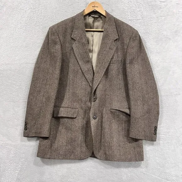 American Trend Sport 44 Coat Tweed‎ Lambswool Herringbone Blazer VTG