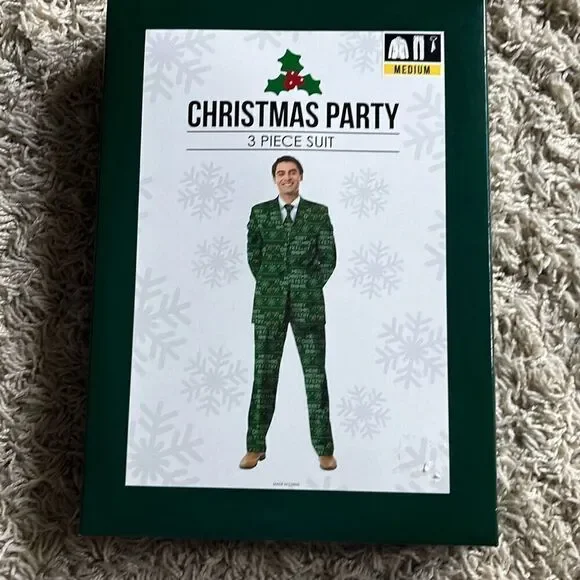 NIP Mens Greensource CHRISTMAS PARTY 3 Piece Suit Set Green Merry Christmas Ya F