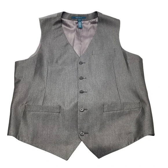 Perry Ellis Mens Slim Fit Suit Vest Charcoal Gray 5-Button Waistcoat XXL RT22021