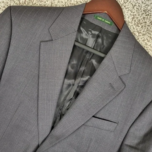 LRL Ralph Lauren Men's‎ Gray Pinstripe 100% Wool Blazer 40R