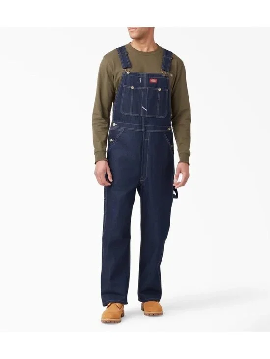 Dickies Men’s Indigo Bip Overalls Strong Denim Size 46X30