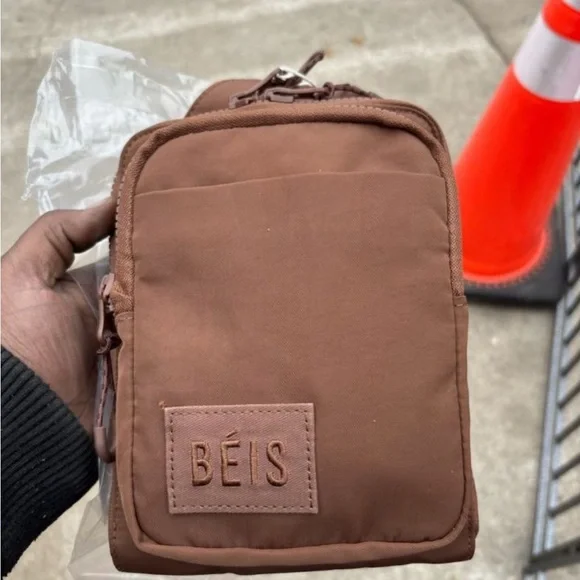 BEIS Brown Travel Crossbody Pouch