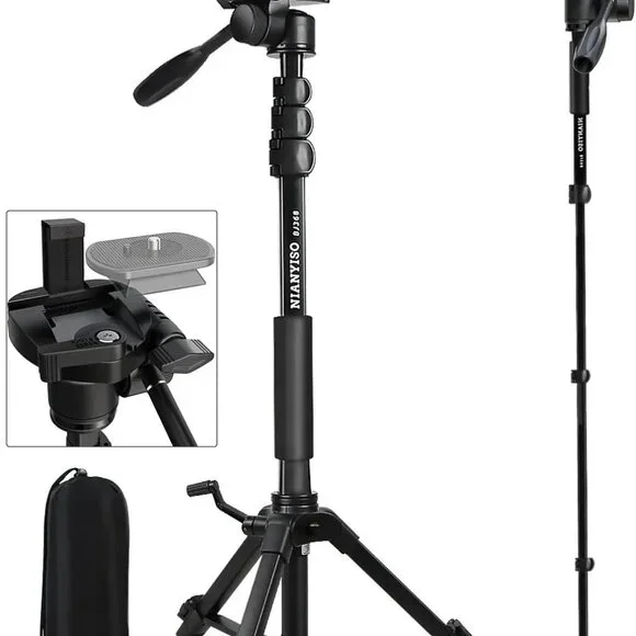 69 Inch, Patented 3-Way Swivel Portable Phone Tripod Professional Aluminum Alloy
