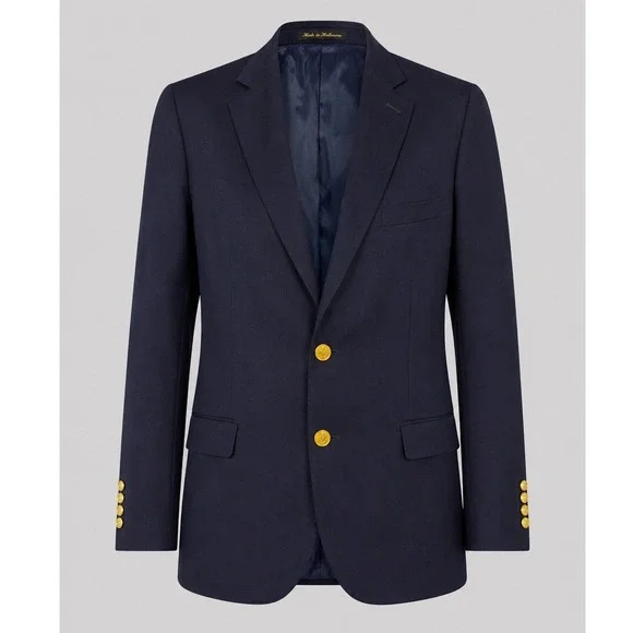 Lauren Ralph Lauren Men Navy Blue Blazer Gold Crest Buttons Sport Suit‎ Jacket