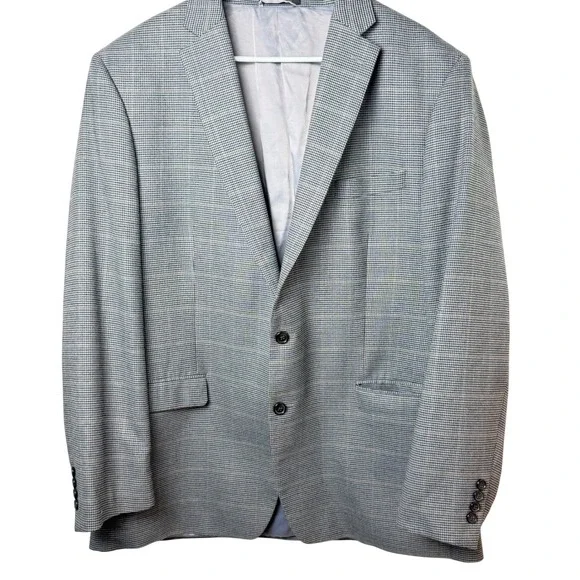 Lauren Ralph Lauren Sport Coat Mens 42R Grey Houndstooth Two Button Blazer