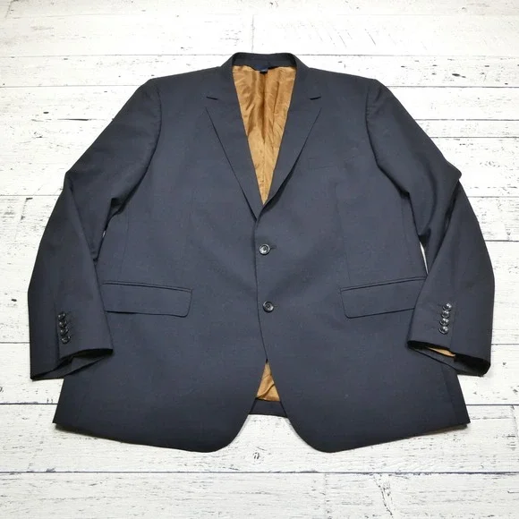 Max Davoli Baroni Super 150s Wool Suit‎ Jacket Blazer Blue Mens Size 48R