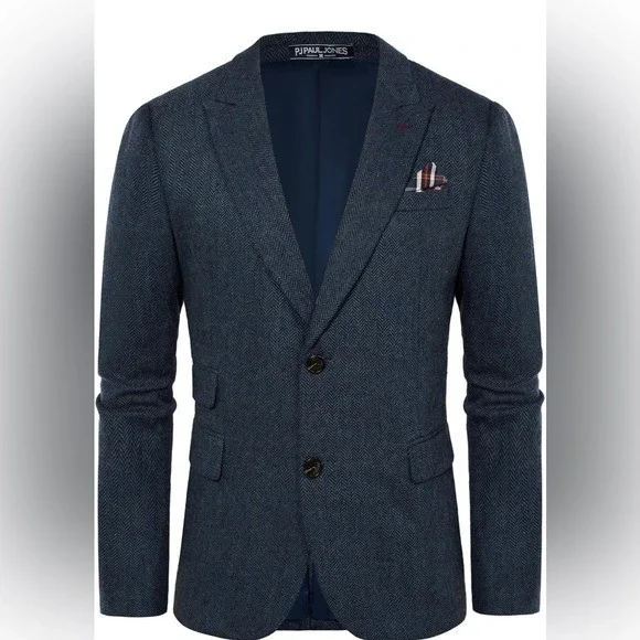 PJ Paul Jones Mens‎ Herringbone Blazer Navy Two Button New 2XL