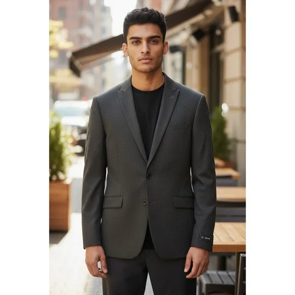 EXPRESS CHARCOAL EXTRA SLIM FLANNEL‎ SUIT JACKET BLAZER MEN SZ 42S NWT SRP $298