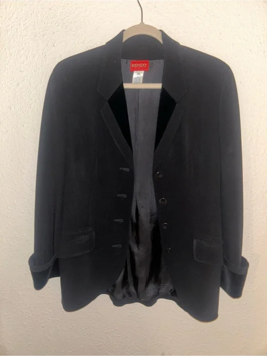 Unisex Stunning Kenzo Paris Black Velvet Tuxedo Jacket
