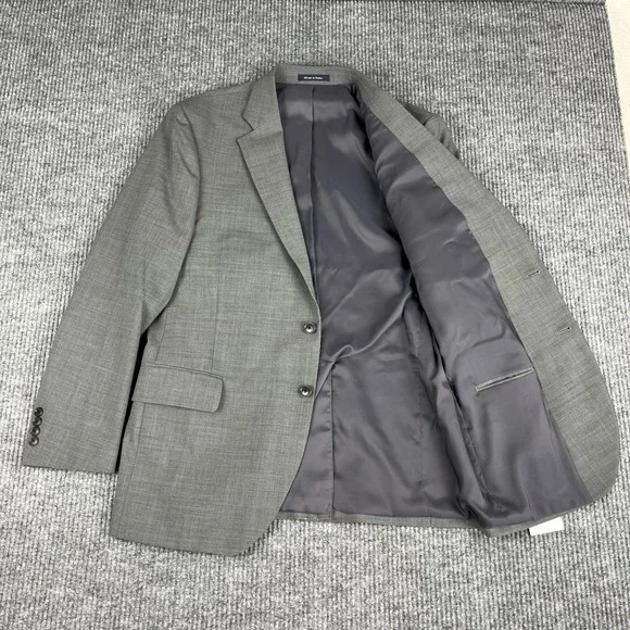 Lands End Sport Coat Mens 41 Gray Wool Blend Two Button Blazer Professional