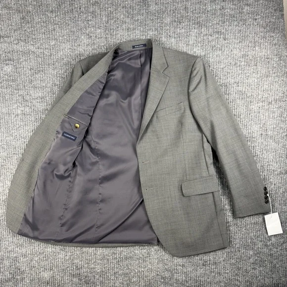 Lands End Sport Coat Mens 40 Gray Wool Blend Two Button Blazer Professional